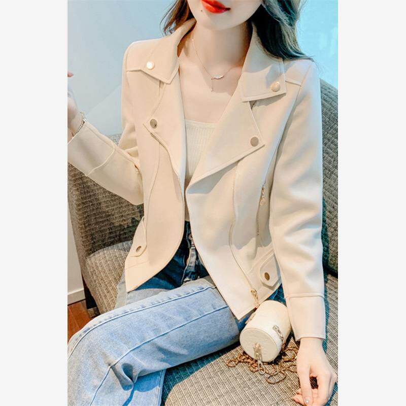 短款外套女2025春秋新款韩版休闲百搭修身鹿皮绒学生风衣薄款夹克