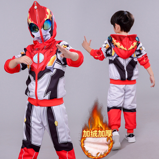 奥特曼衣服新年冬装男童过年套装男孩外套棉服冬季加绒加厚儿童潮