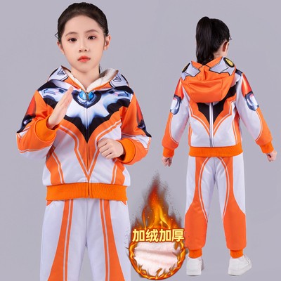 奥特曼女童衣服冬季加厚加绒套装