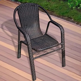 老式藤椅藤艺靠背椅久坐不累老年人用防摔院子乘凉扶手高后背腾椅