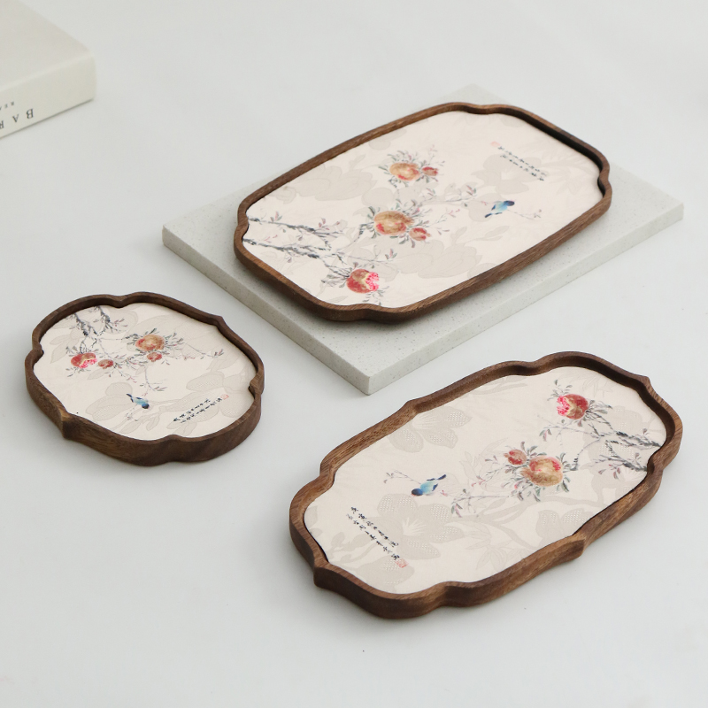 胡桃木茶盘干泡台茶席套装小型实木干泡盘茶台家用茶具茶托盘壶承