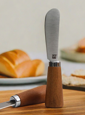 简约精致实木手柄高档立式芝士刀不锈钢迷你果酱刀抹黄油刀可站立