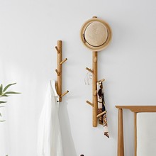 实木墙上衣服挂钩壁挂式衣帽架挂衣架玄关进门家用木质挂架