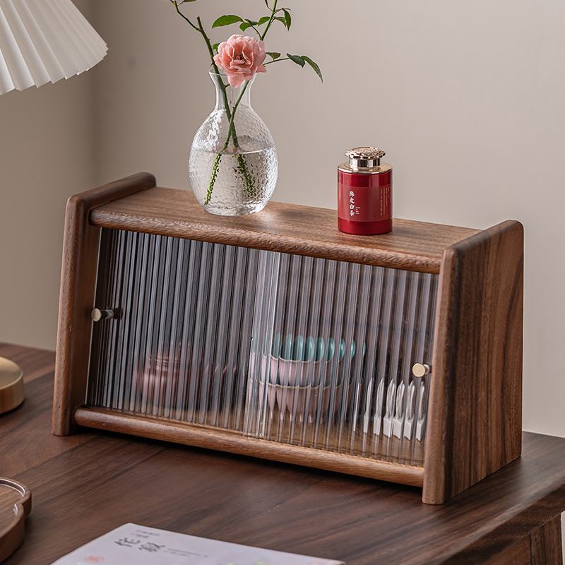 胡桃木桌面茶杯架子茶具收纳架