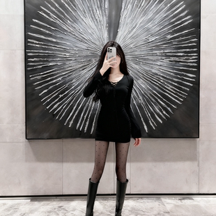 波点黑透肤一体丝袜秋冬加绒黑丝双层光腿神器女小爱心打底裤袜