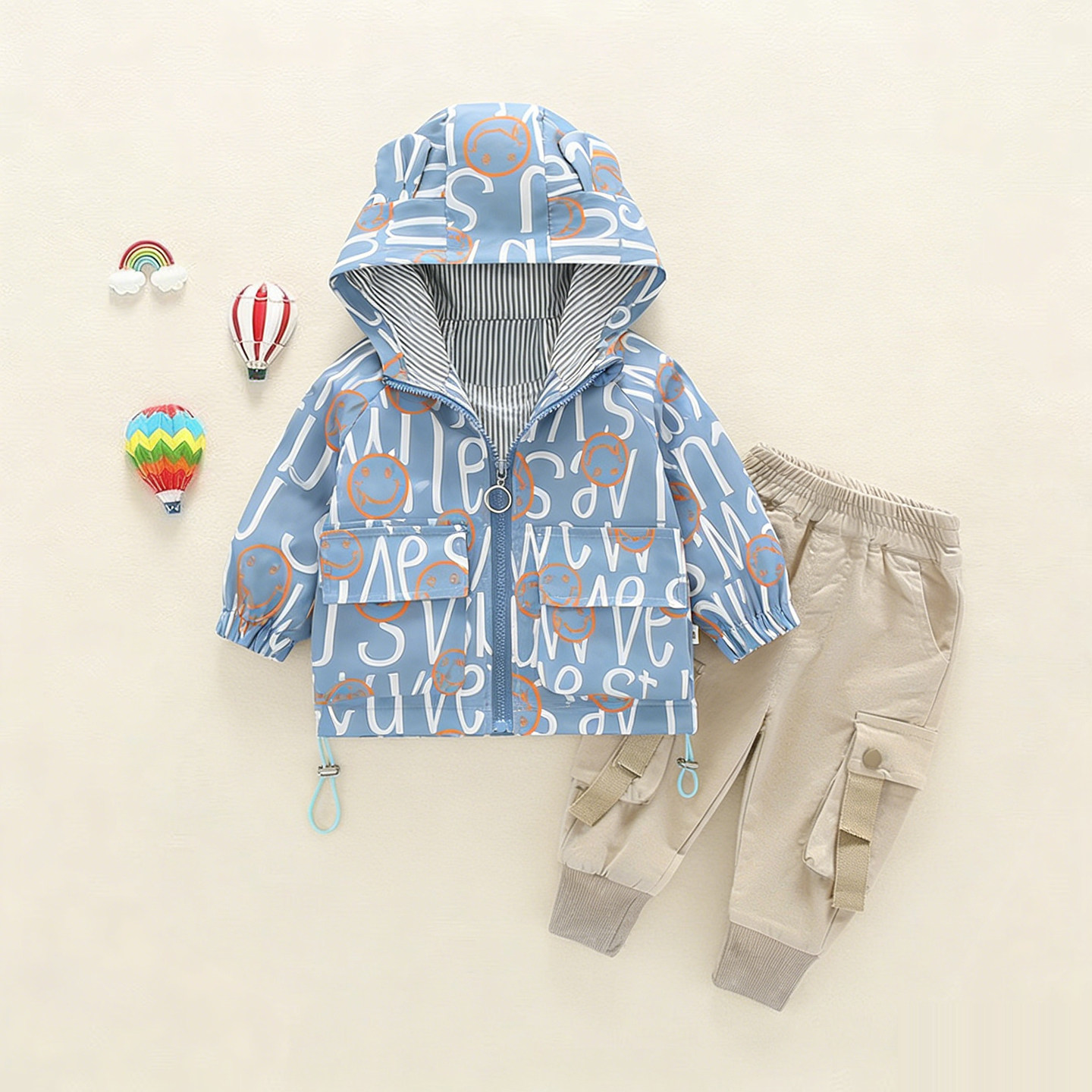 男童春秋套装2026新款连帽外套工装裤两件套帅气洋气婴儿宝宝童装