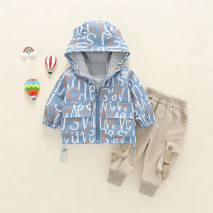 男童春秋套装2026新款连帽外套工装裤两件套帅气洋气婴儿宝宝童装