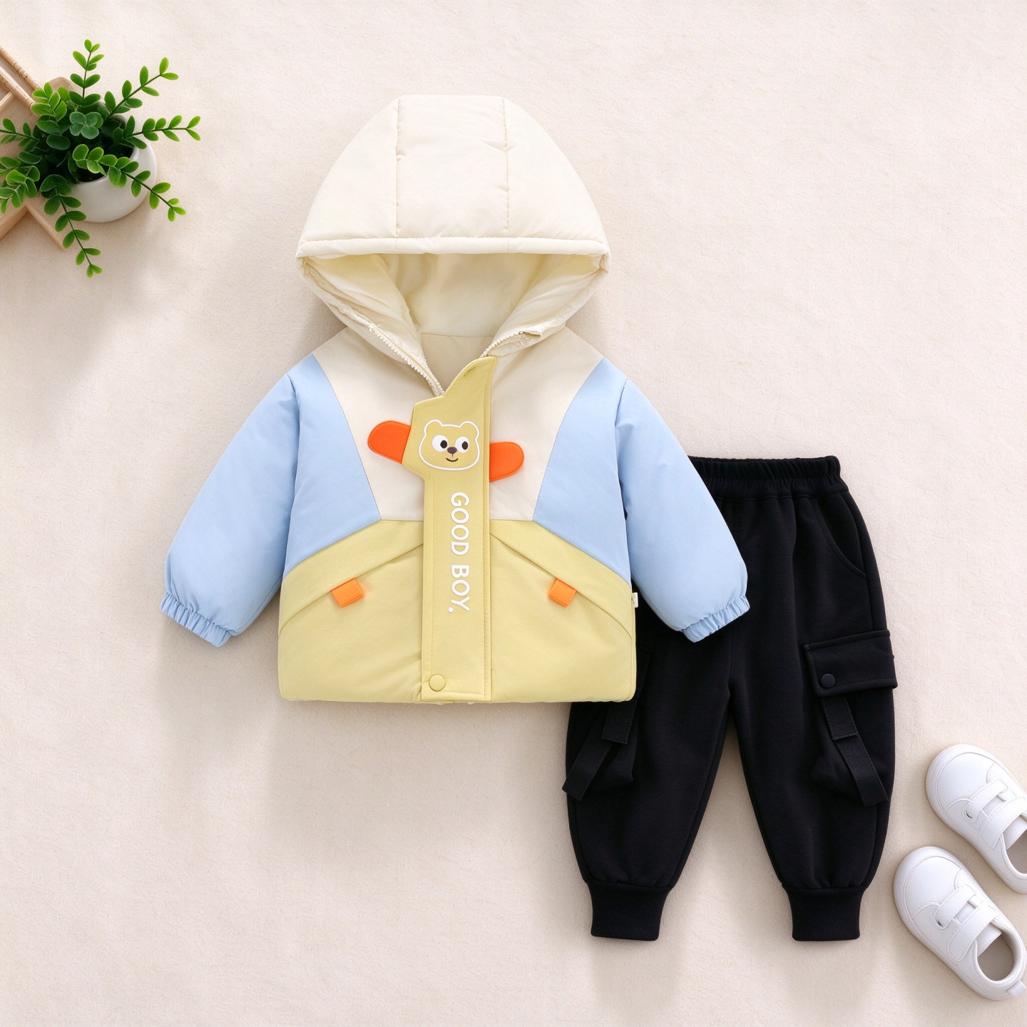 男宝宝冬装加厚棉服两件套