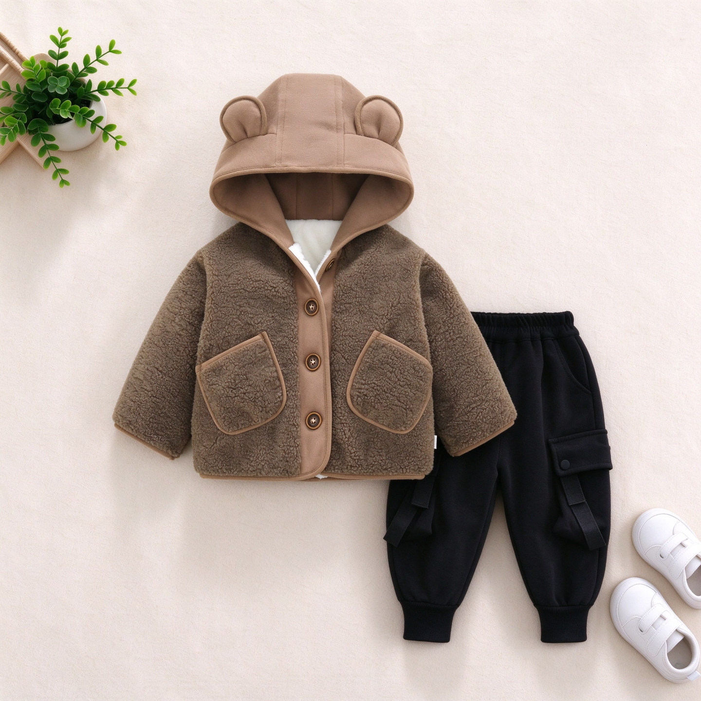 男宝宝加厚保暖棉服套装