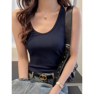 2025修身 u领黑色吊带女春夏季 显瘦打底内搭上衣防走光遮副乳背心