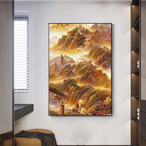 钻石画满钻梦幻万里长城竖版自粘
