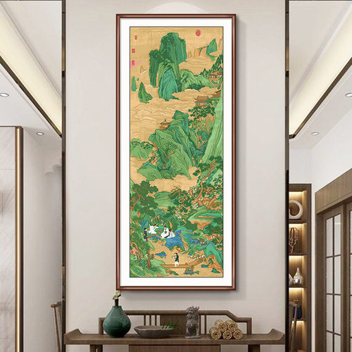十字山水风景大画大格满绣自己绣