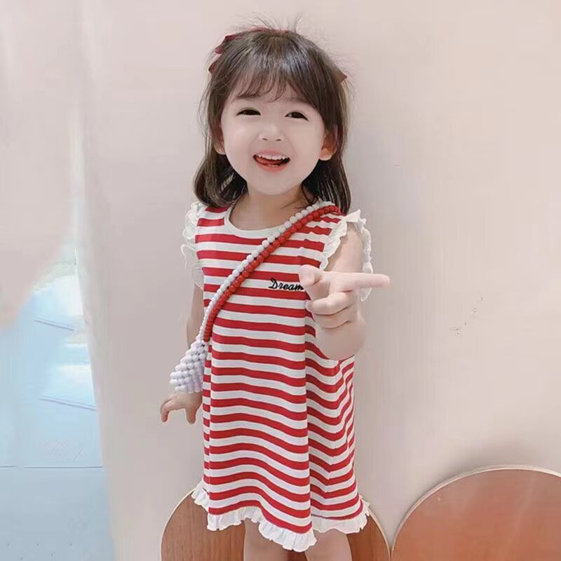 女连衣裙洋气甜美夏季条纹公主裙