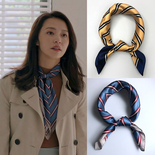 都挺好姚晨苏明玉同款条纹丝巾女小方巾桑蚕丝真丝条纹小领巾