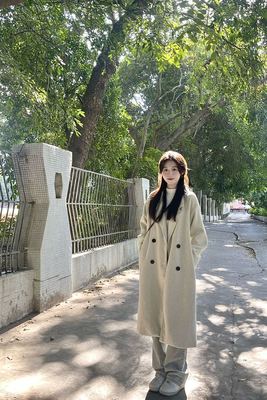 加棉加厚保暖韩系慵懒风毛呢大衣
