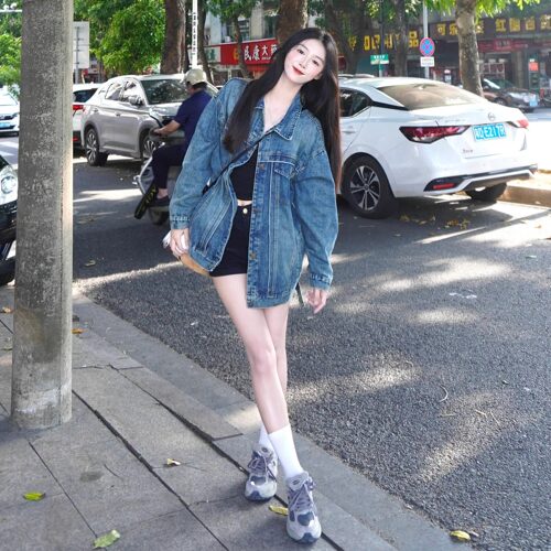 情侣复古蓝牛仔外套美式街头风