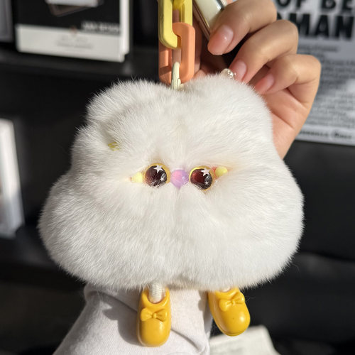 可爱獭兔毛云朵包挂件钥匙扣