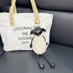 真羊毛包包挂件汽车钥匙扣可爱小羊公仔玩偶生日礼物羊羔毛皮草