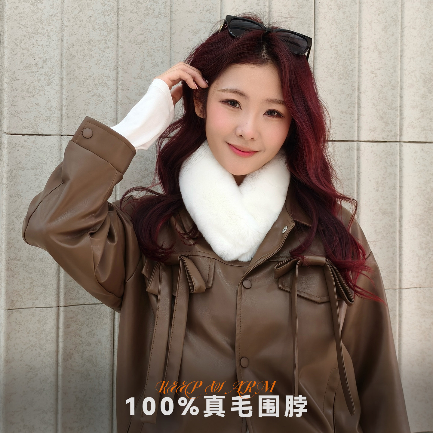 2025新款真毛围巾女冬韩版百搭加厚保暖围脖天鹅绒级真獭兔毛围巾