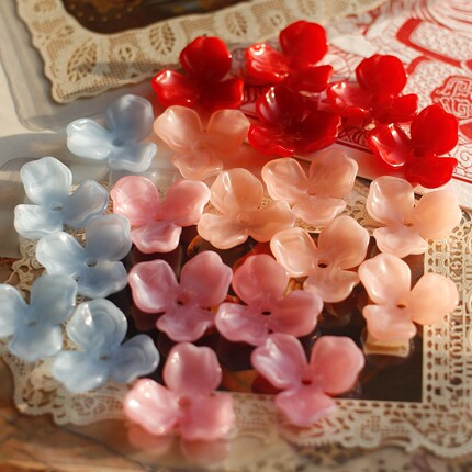 欧美进口碗花丁香花卉复古董中古DIY手工有孔散珠配件vinatge