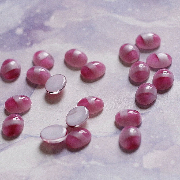 欧美进口粉色玻璃老琉璃宝石片中古董复古DIY戒指耳钉配件vinatge