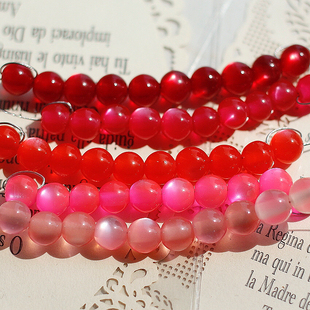 6mm欧美意大利高亮红粉色调月光猫眼感法国树脂散珠串珠通孔圆珠