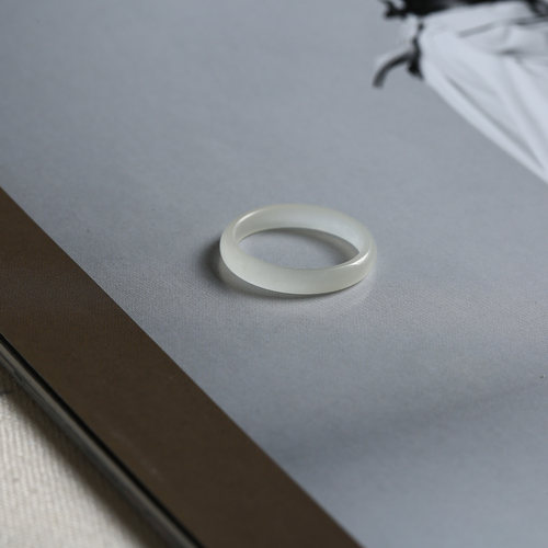 16号戒指 和田玉白玉窄条细条叠戴素圈指环 9156