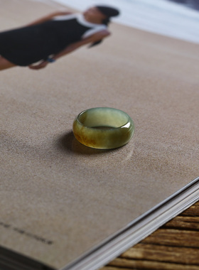 7号戒指 新疆和田玉糖料糖青玉小尺码素圈指环 尾戒 9459