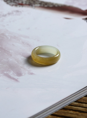 8号戒指 和田玉糖料糖玉糖白小尺码圆弧素圈指环 尾戒 9185