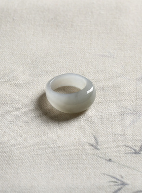 14号戒指 和田玉烟紫馒头款指环 3243