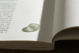 青白素圈指环 小尺码 8605 和田玉晴水尾戒 1号戒指