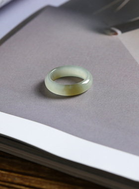 7号戒指 新疆和田玉糖料糖青玉小尺码圆弧素圈指环 尾戒  305