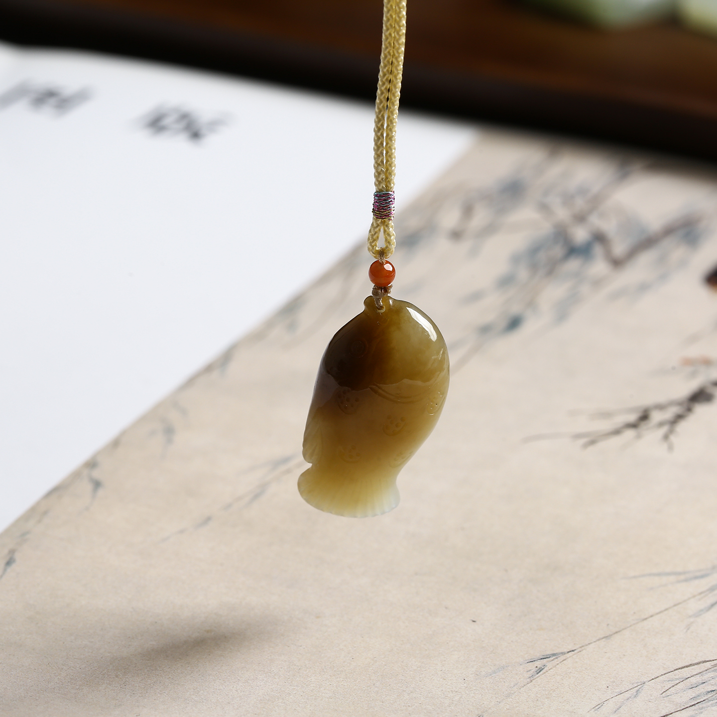 玉鱼 和田玉糖料糖玉纯手工雕刻 年年有余玉石吊坠 E4