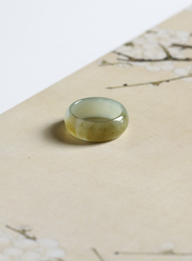 12号戒指 新疆和田玉糖料糖玉中宽圆弧泥鳅背素圈指环 3345