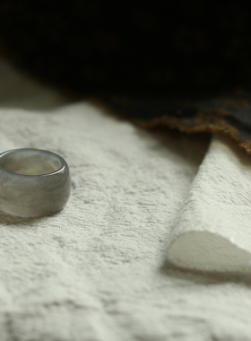 13号戒指 和田玉烟紫轮胎款指环 5706