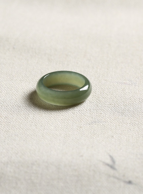 13号戒指 新疆和田玉青白泥鳅背圆弧素圈指环 8322