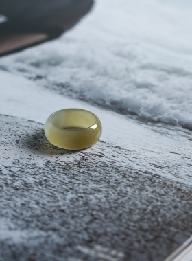 1号戒指 新疆和田玉糖料糖青玉小尺码圆弧素圈指环 尾戒 9125