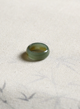 1号戒指 新疆和田玉糖料糖青玉小尺码圆弧素圈指环 尾戒 8312