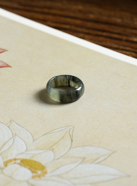 5号戒指 新疆和田玉青花小尺码圆弧素圈指环 尾戒 2600