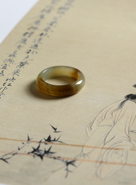 12号戒指 新疆和田玉糖料糖玉泥鳅背圆弧素圈指环 5201