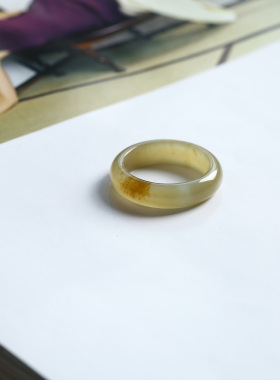 16号戒指 新疆和田玉糖料糖玉泥鳅背圆弧素圈指环 513