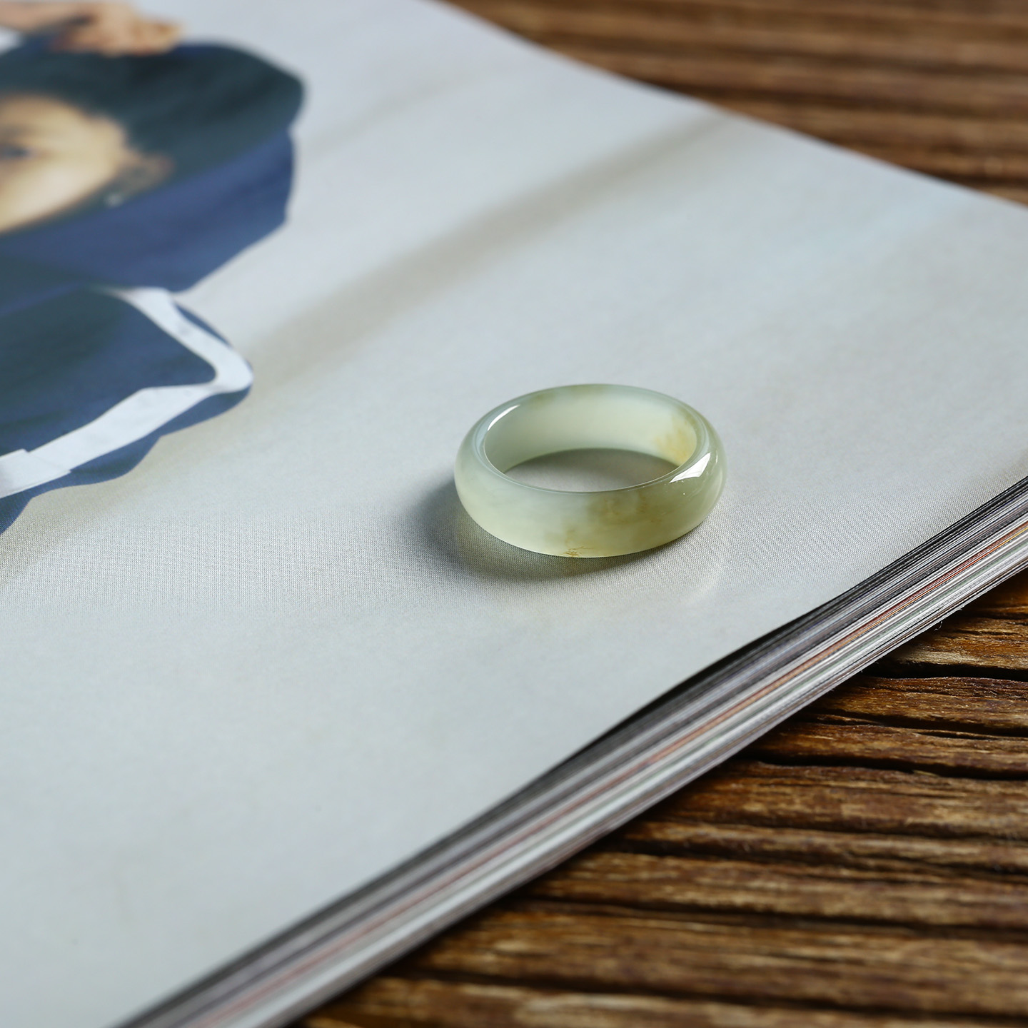 13号戒指 新疆和田玉糖料糖玉泥鳅背圆弧素圈指环 6700