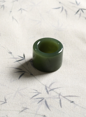 29号戒指 新疆和田玉青白复古厚装扳指 3214