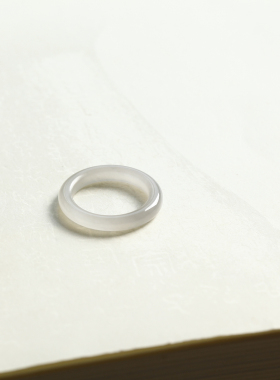 11号戒指 和田玉烟紫窄条叠戴素圈指环 4542