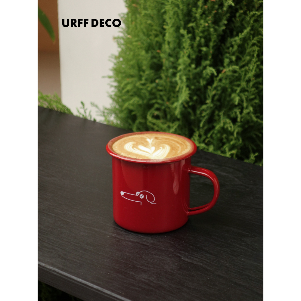 URFF DECO长鼻狗可爱创意礼物搪瓷杯大容量马克杯情侣咖啡水杯-封面