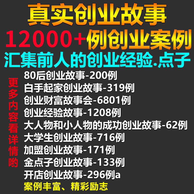 创业故事案例名人创业小故事素材12000真实创造财富成功失败经历 商务/设计服务 设计素材/源文件 原图主图