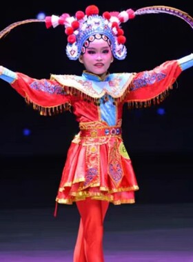 小舞蹈家沁园春雪舞蹈服儿童京剧戏曲演出服刀马旦花木兰演出服装