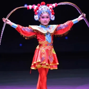 小舞蹈家沁园春雪舞蹈服儿童京剧戏曲演出服刀马旦花木兰演出服装