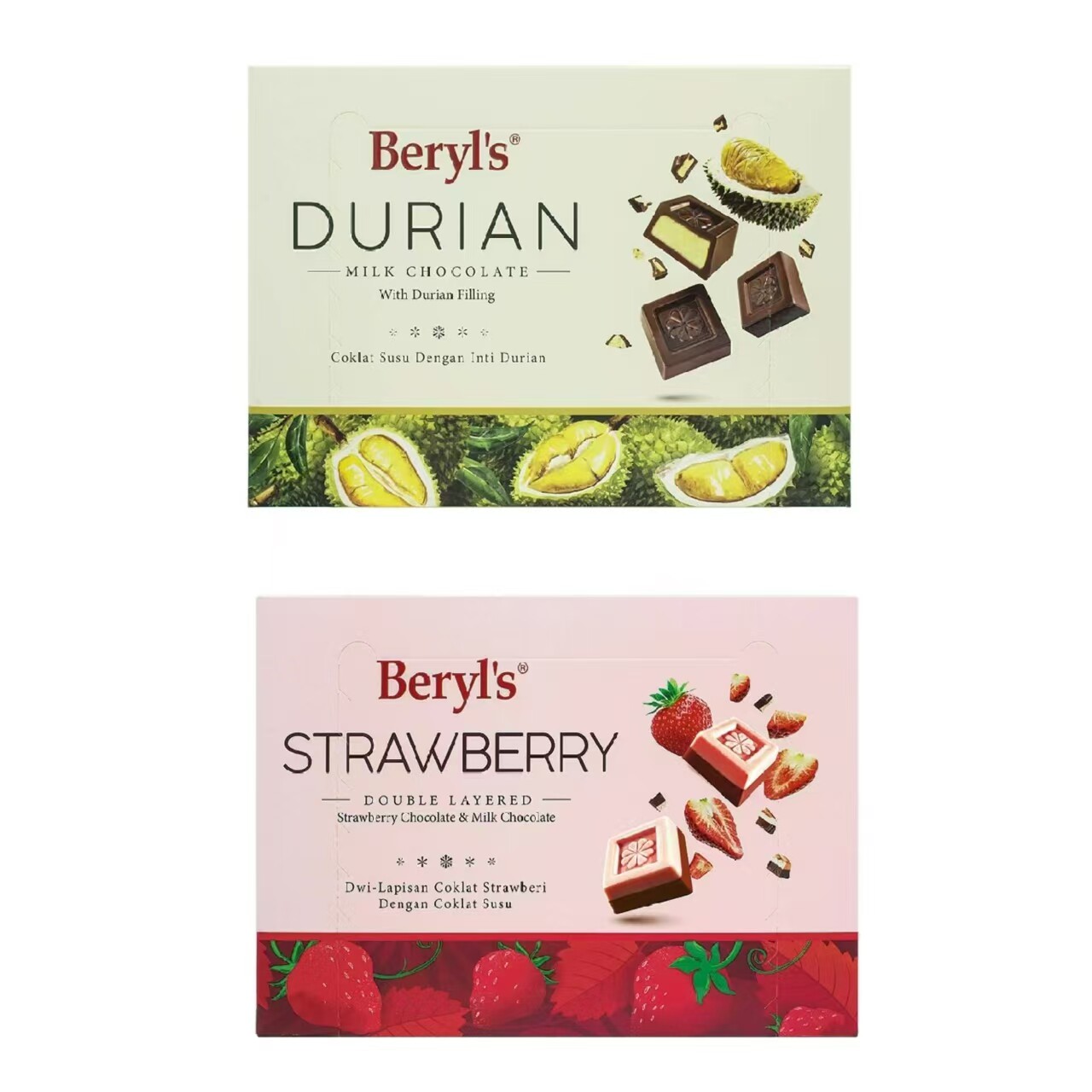 马来西亚原装进口Beryl's倍乐思榴莲草莓夹心巧克力零食150克特产