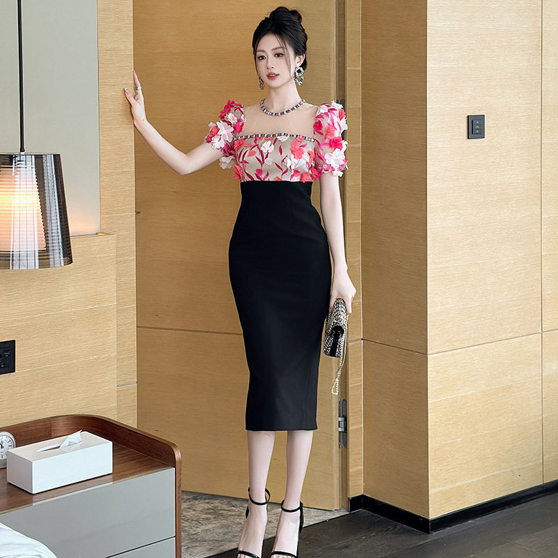 连衣裙女名媛复古包臀小礼服